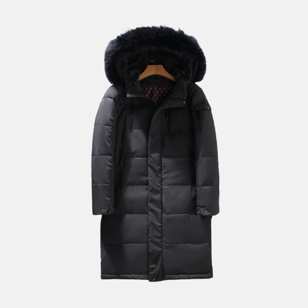 Thomas Hooded Knee-Length Puffer Coat | Quilted Relaxed Fit Coat