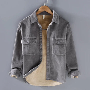 Men's retro loose fit casual jacket with lapel collar