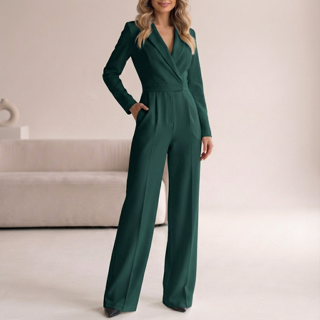 Sloane | Wool Tailored Jumpsuit with Wide Leg Pants