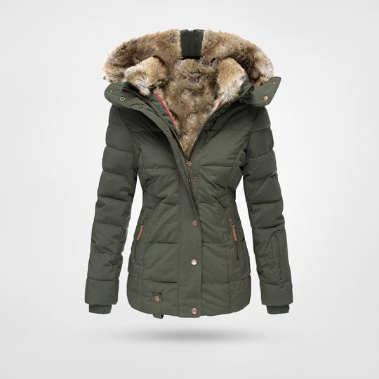 Women's slim fit comfortable casual jacket with fur collar