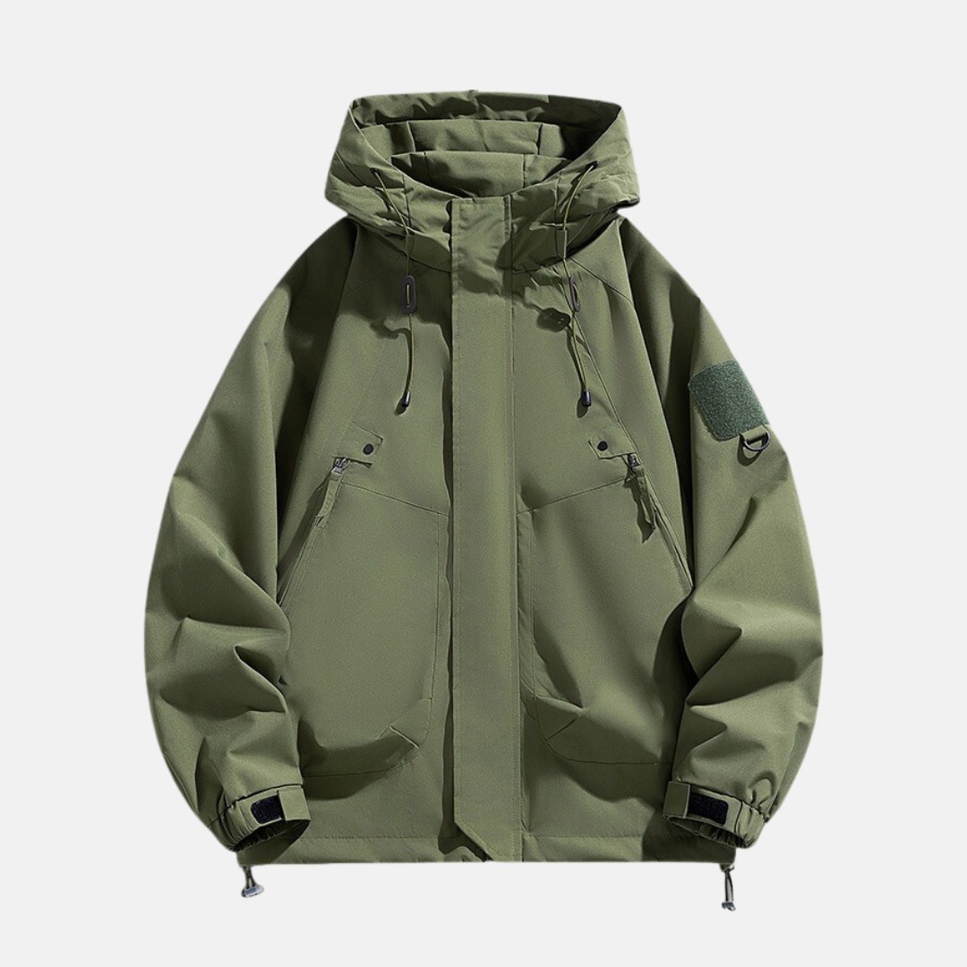 Men’s Jacket – Relaxed Fit – Water-Resistant Technical Fabric – Utility Pockets – Hooded