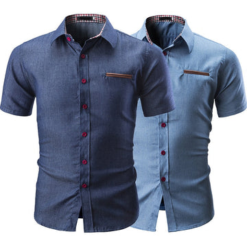 Men’s Short-Sleeve Button-Up Shirt - Slim Fit - Lightweight Breathable Fabric