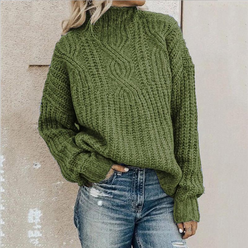 Women's cable-knit turtleneck sweater