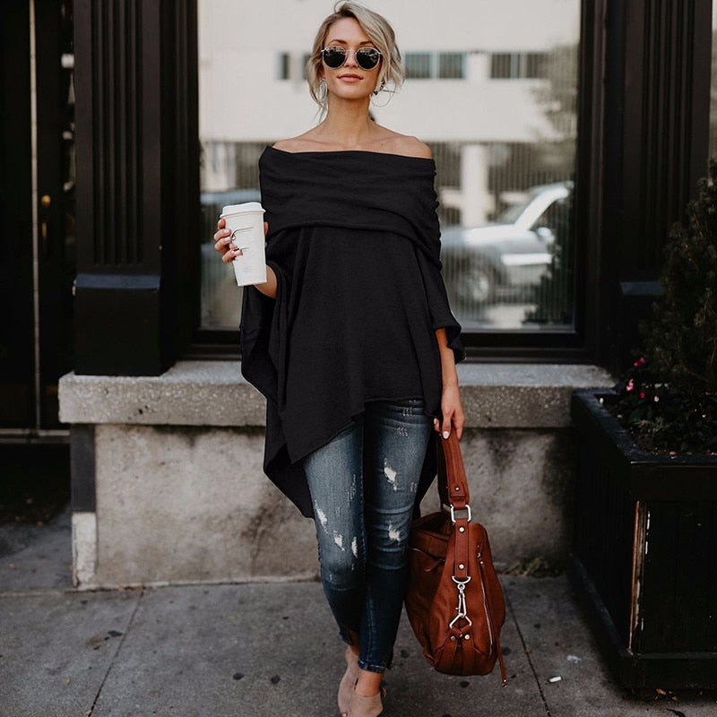 Women's off-shoulder asymmetrical top for casual chic