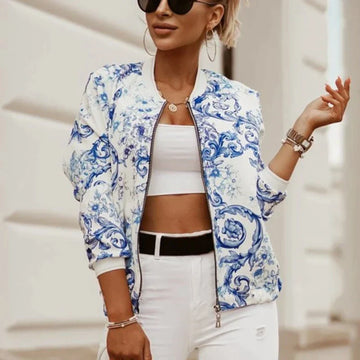 Women's floral print bomber jacket for casual chic