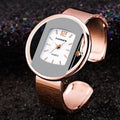 Crystal Inset Open Round Bezel Cuff Watch