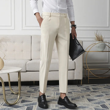 Casual slim fit trousers with pocket decoration for men