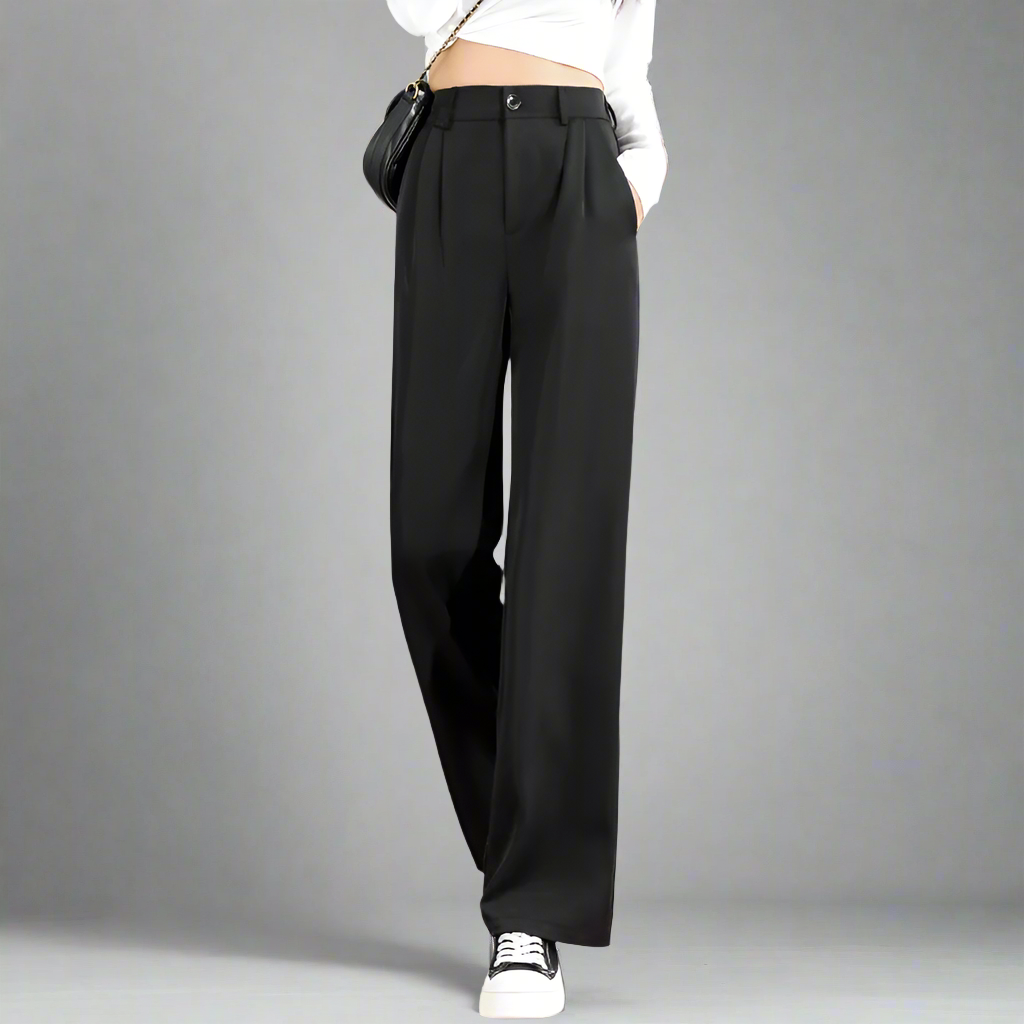 Elegant women’s high waist straight wide-leg pants