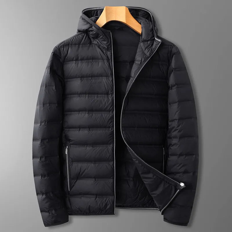 Men's lightweight down hooded jacket