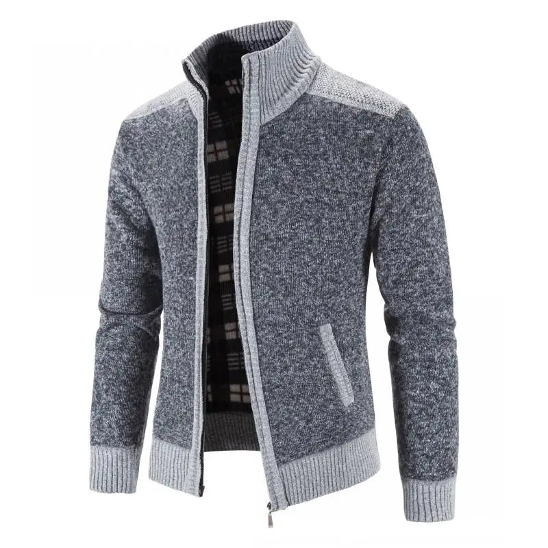 Men's casual long sleeve knitted sweater with side pockets