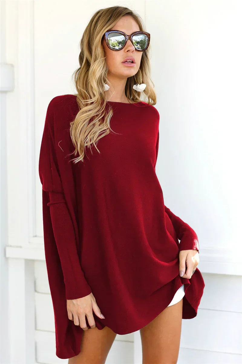 Women’s Pullover Sweatshirt – Oversized Fit – Soft Knit – Tunic Length – Casual Style