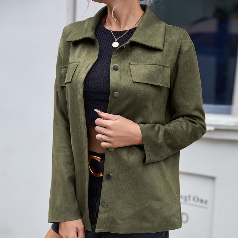 Women's casual olive green jacket