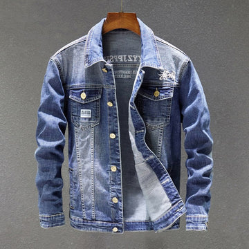 Men's vintage wash long sleeve denim jacket