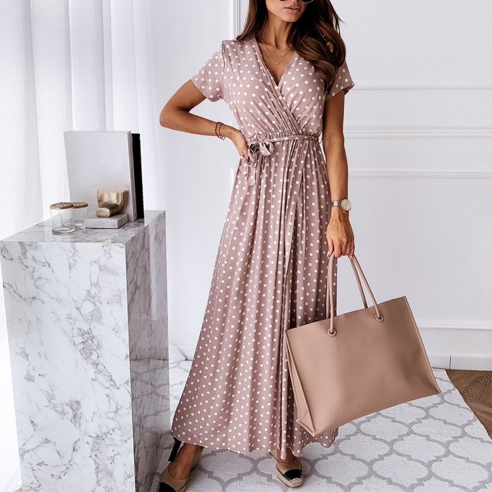 Kaia - Polka Dot Wrap Maxi Dress