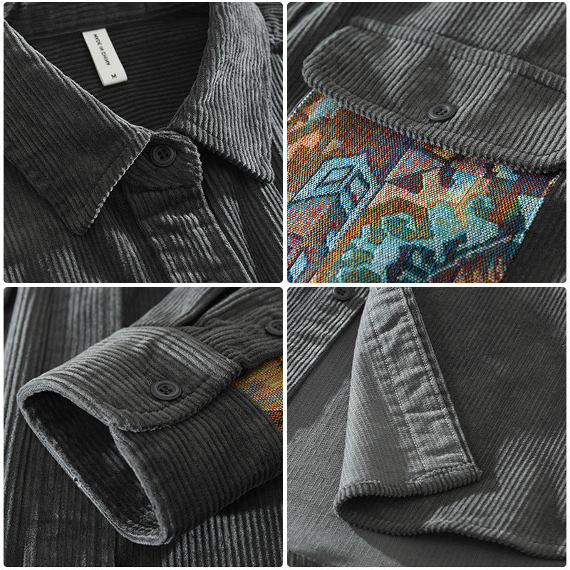 Men's corduroy shirt with patch pocket detail