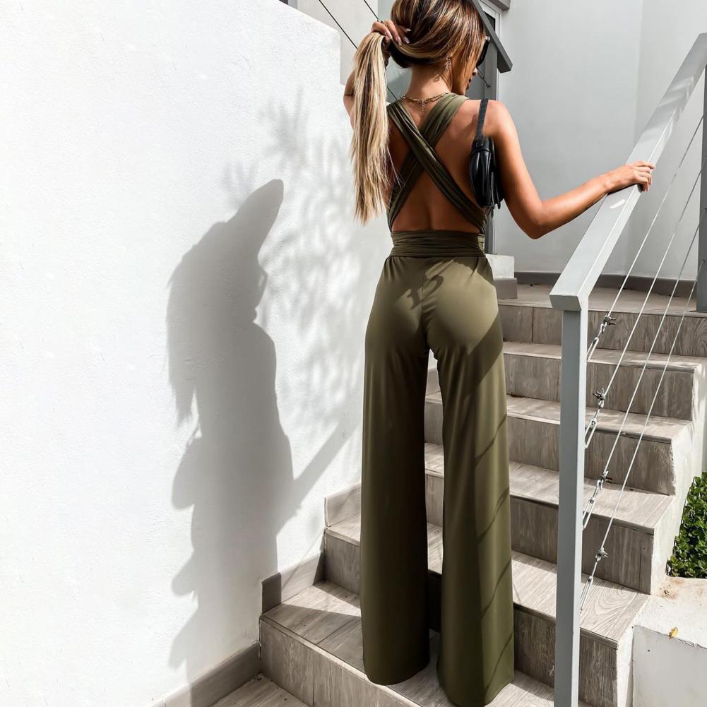 Women's elegant backless jumpsuit