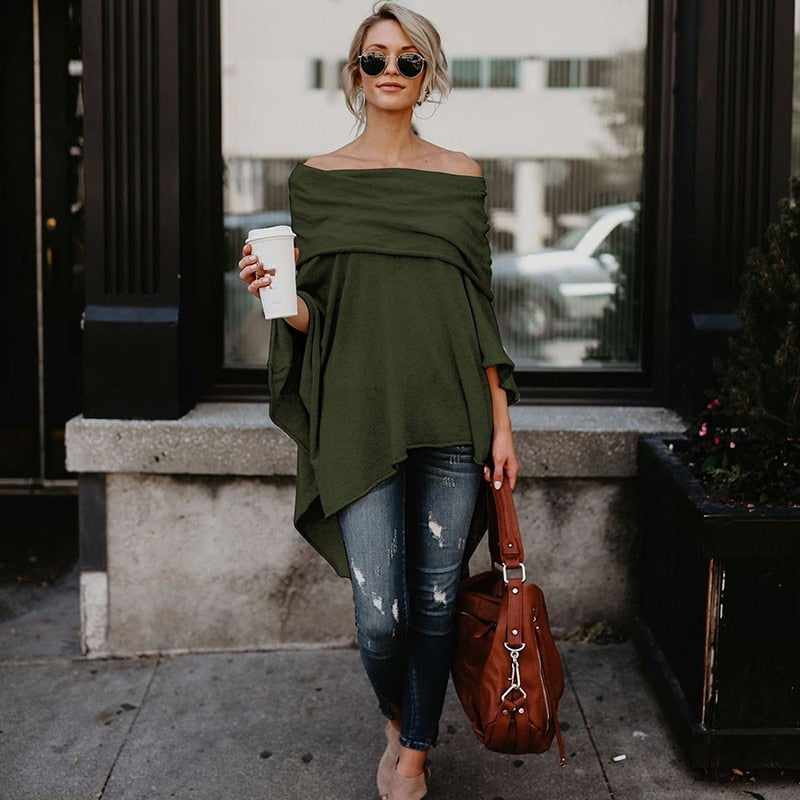 Women's off-shoulder asymmetrical top for casual chic