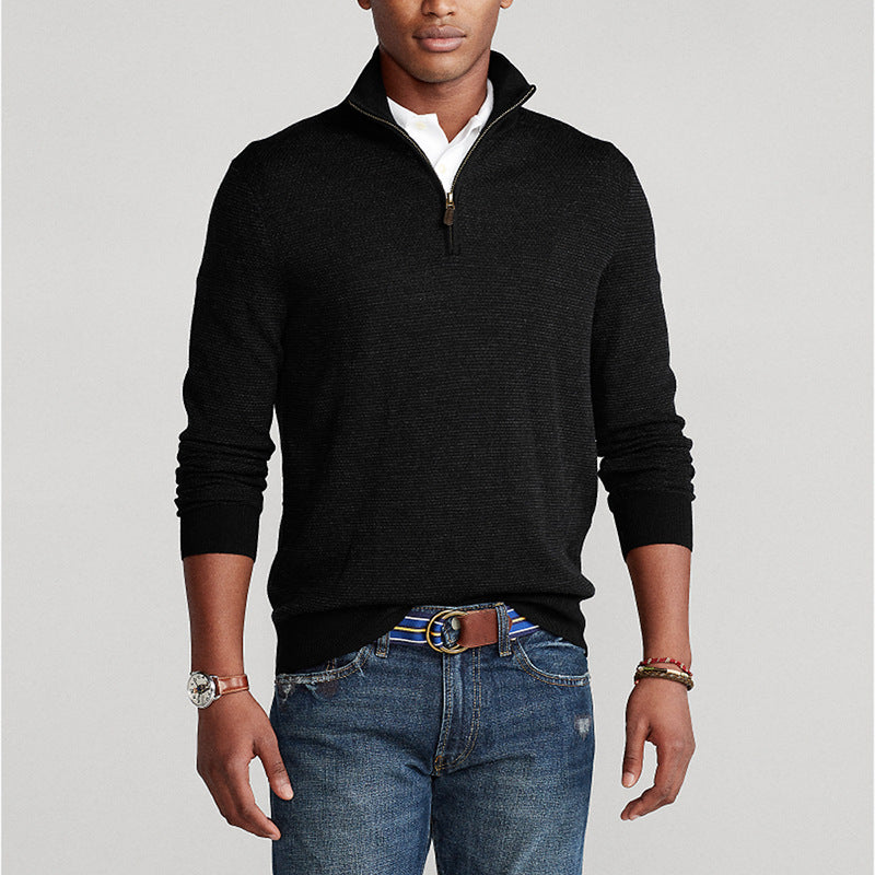 Casual stand-up collar half zipper pullover men's sweater