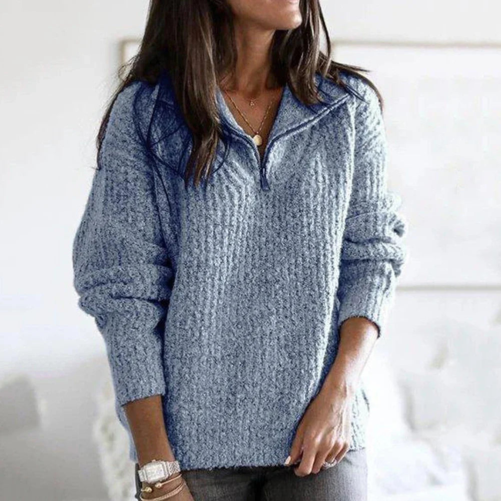 Women's quarter-zip knitted sweater for cozy casual days