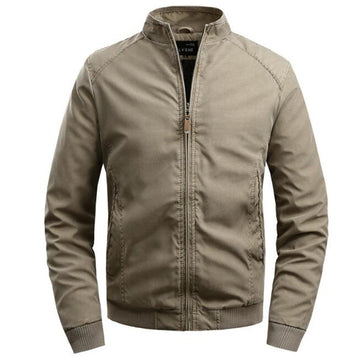 Men’s Bomber Jacket - Cotton - Zip-Up Front - Ribbed Cuffs & Hem - Stand Collar