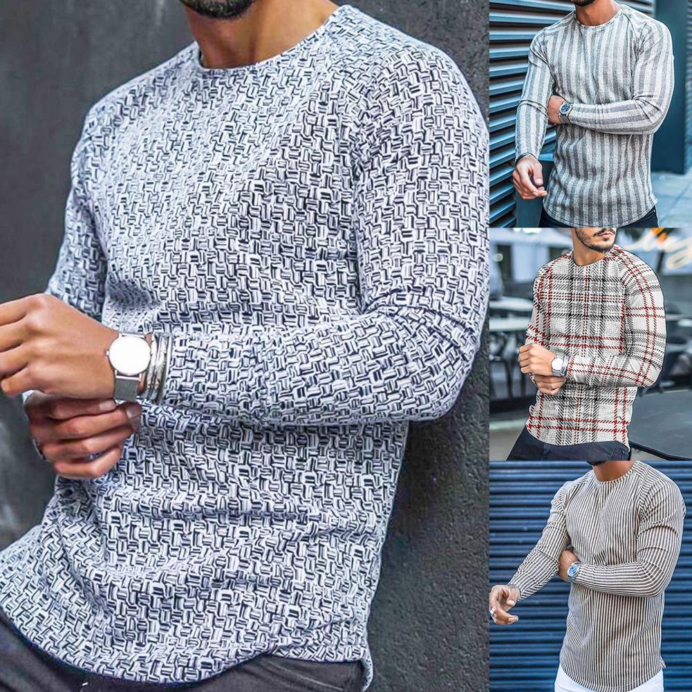 Men's patterned long-sleeve knit shirt