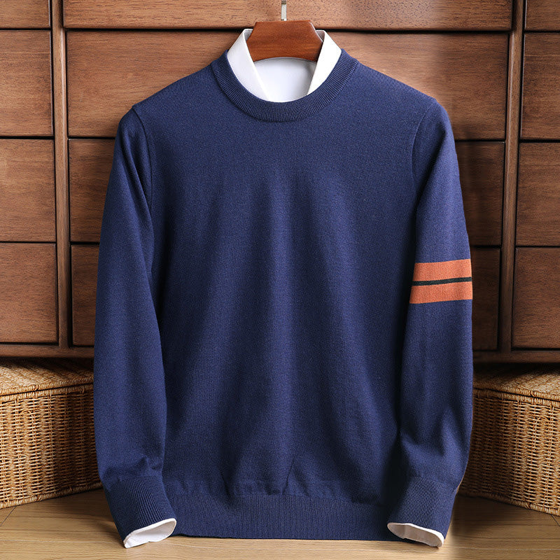 Men’s Pullover Sweatshirt – Wool Blend – Classic Fit – Mock Neck – Ribbed Trim – Sporty Detail