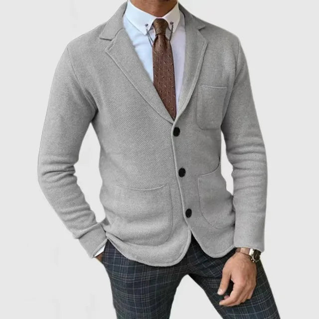 Men's knitted blazer cardigan for smart-casual flair