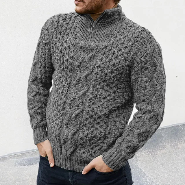 Men's knitted half-zip sweater for cozy warmth