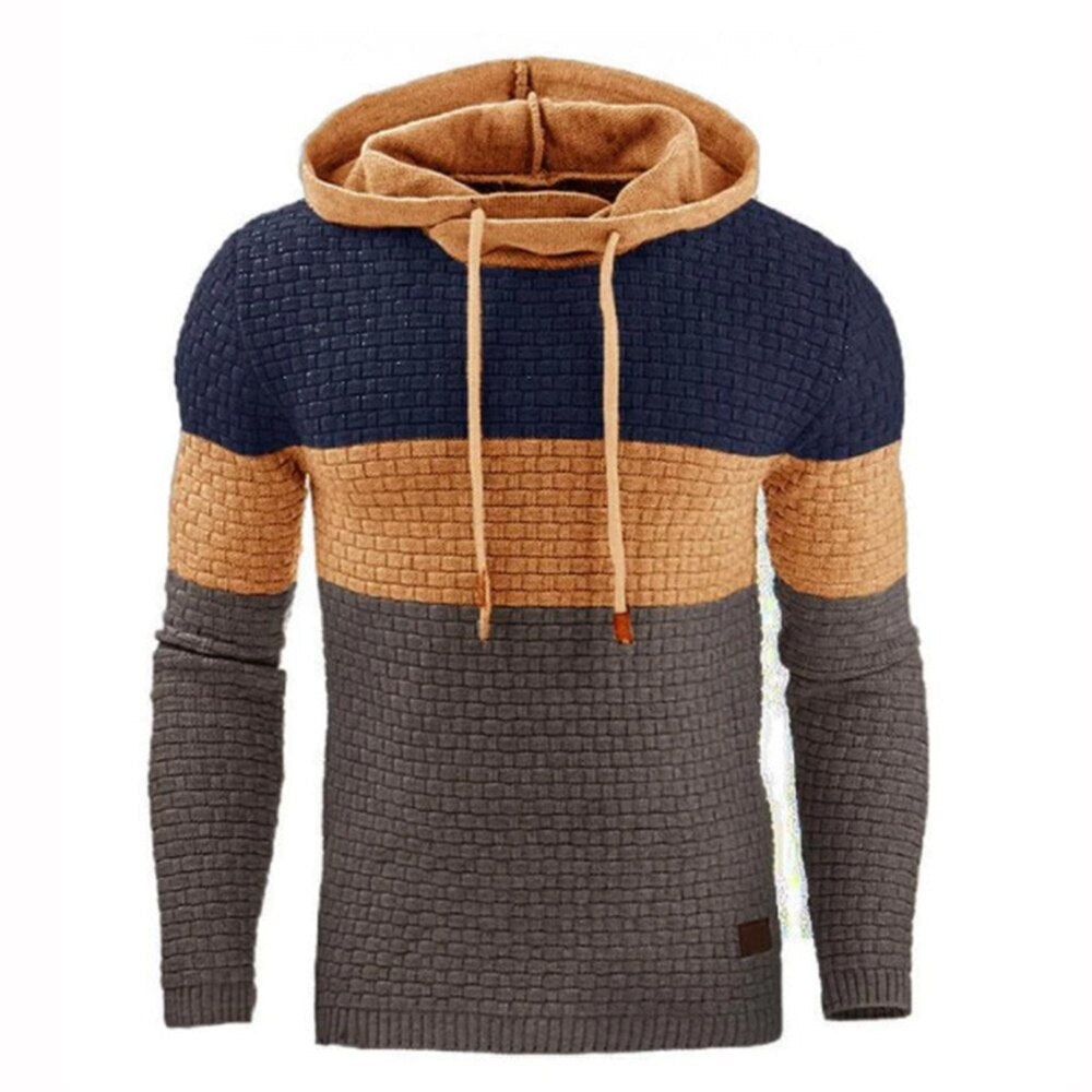 Men's jacquard drawstring hoodie sweatshirt