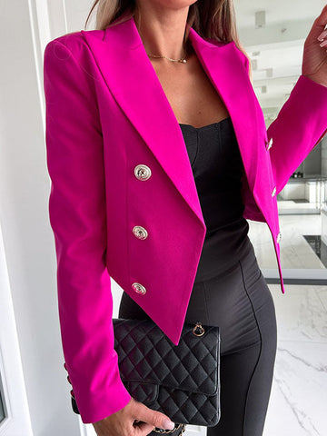 Women's cropped blazer with gold buttons for chic style