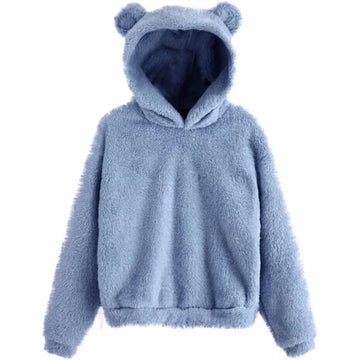 Women's fleece hoodie with bear ear accents