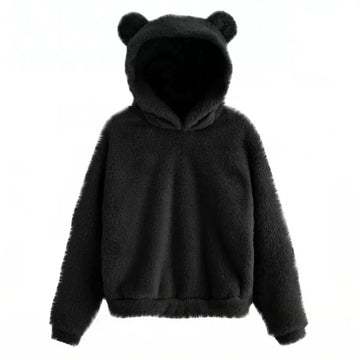 Women's fleece hoodie with bear ear accents