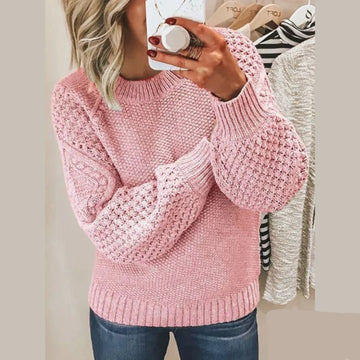 Retro hooded cable knit pullover sweater for women