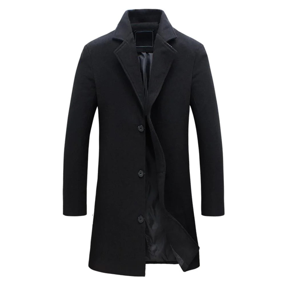 Men's tailored long blend coat