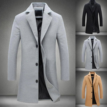 Men's tailored long blend coat