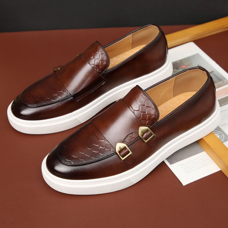 Men's double buckle slip-on loafers