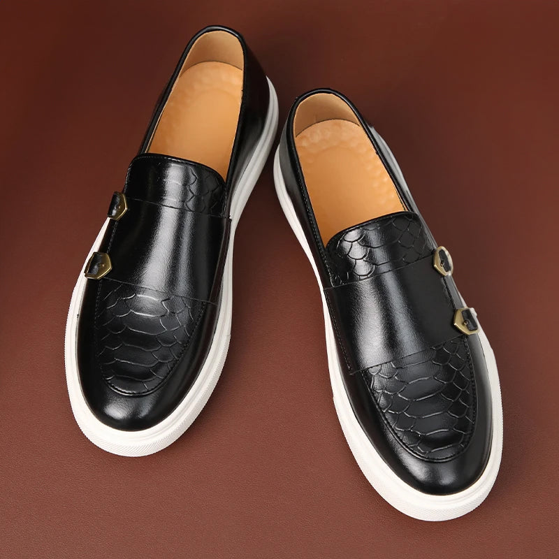 Men's double buckle slip-on loafers