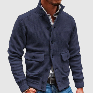 Men’s high collar knitted casual jacket