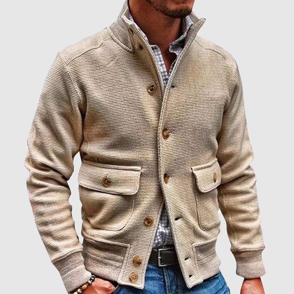 Men’s high collar knitted casual jacket