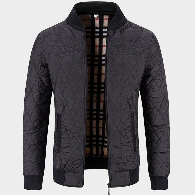 Men's quilted bomber jacket with checkered lining