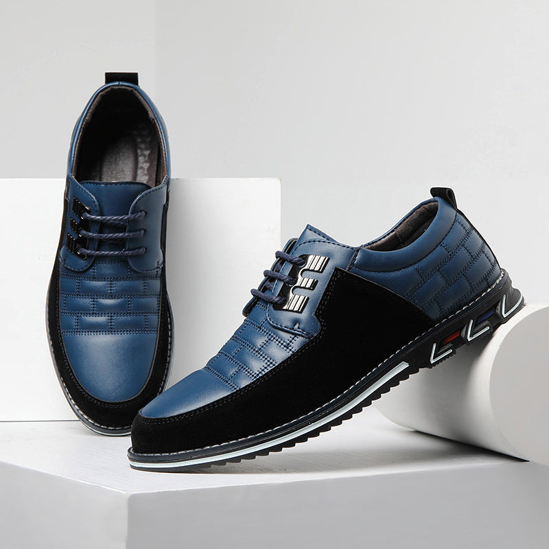 Men’s Casual Shoes - Synthetic Leather & Suede - Quilted Design - Lace-Up Comfort