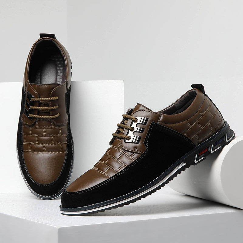 Men’s Casual Shoes - Synthetic Leather & Suede - Quilted Design - Lace-Up Comfort