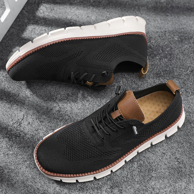 Men's breathable knit sneakers with white sole