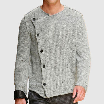 Men's knitted cardigan with off-center design