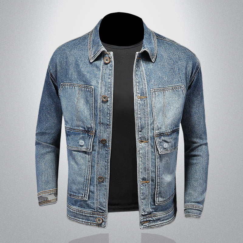 Men's classic denim jacket with button-up closure