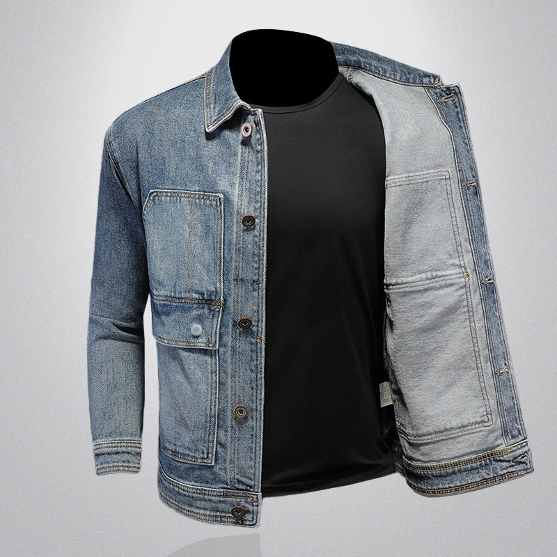 Men's classic denim jacket with button-up closure