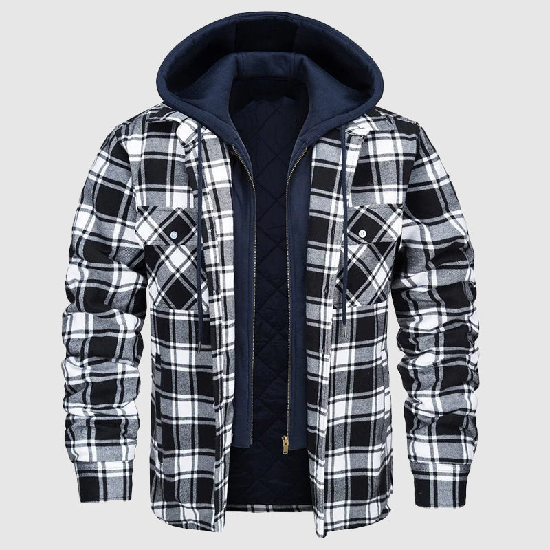 Men’s checkered long sleeve and hooded jacket