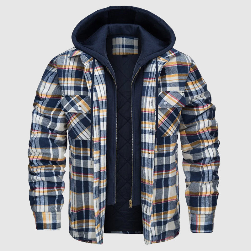 Men’s checkered long sleeve and hooded jacket