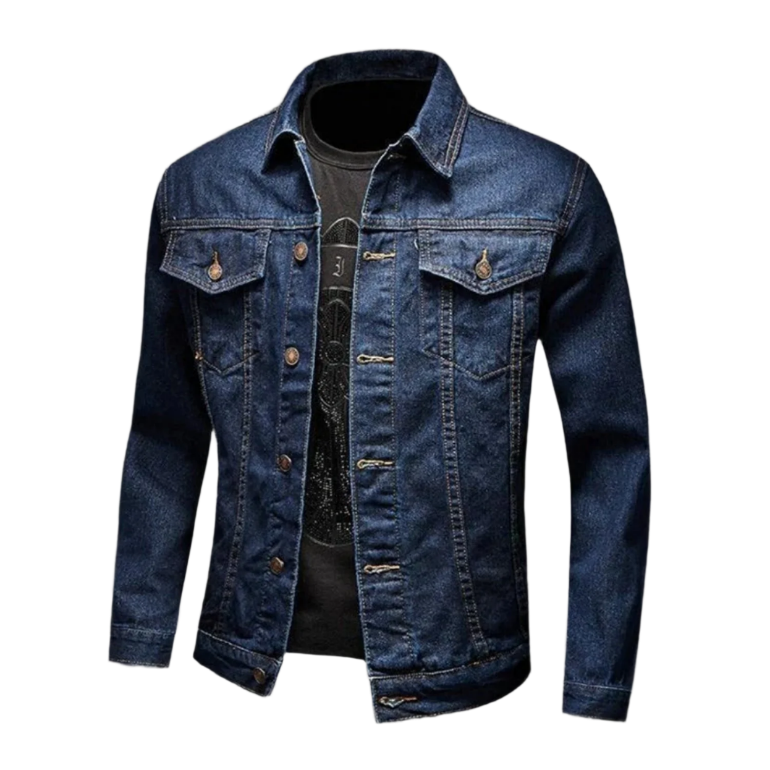 Retro casual slim fit men’s denim jacket