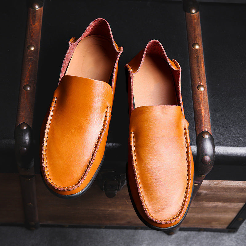 Men's Leather Loafers with Stitched Detail